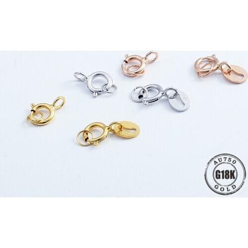 4.5mm High Quality Real gold Spring Ring Clasps Connection For Necklace Bracelet DIY Buckle