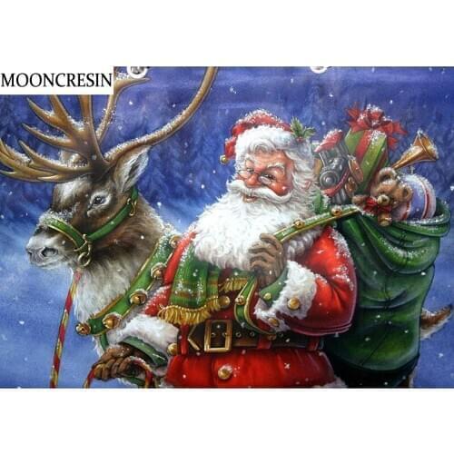 5D Diy Diamond Painting New Arrival Needlework Santa Claus & Deer Diamond Embroidery Cross Stitch 3D Mosaic Christmas Home Decor