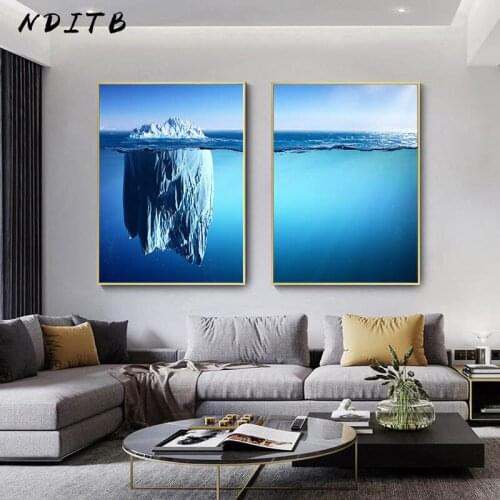 Arctic Snow Ice Mountain Ocean Landscape Canvas Painting Nordic Simplicity Poster Art Print Wall Picture Living Room Decoration