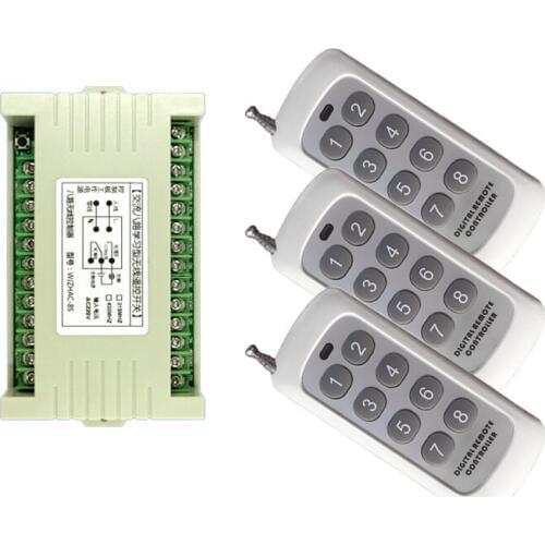 AC 220V 8CH RF Wireless Remote Control LED Light Bulb Switch System Receiver + Transmitter, 315 433 MHz for the door/light