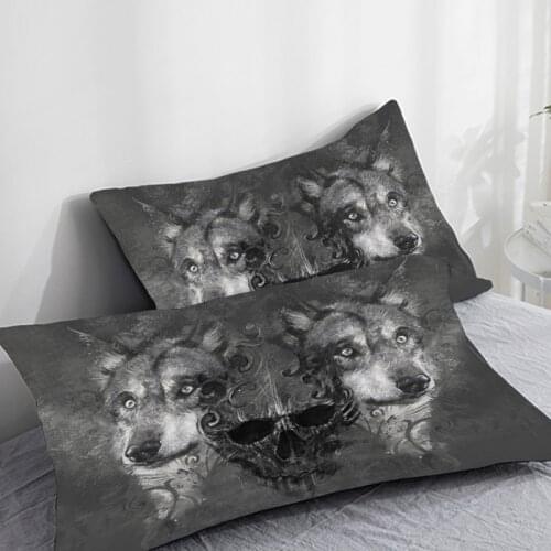 3D HD Custom Pillow Case,2PCS Pillowcase 50x70/50x75/50x80/70x70,Decorative Pillow Cover Animal Skull Wolf,Bedding Drop ship