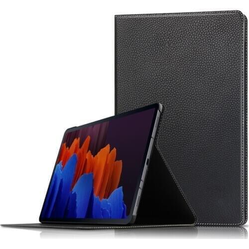 Case Cowhide For Samsung Galaxy Tab S7 Plus 2020 SM T970 SM-T970 SM-T975 12.4"Tablet PC Protect Cover Genuine Leather Cover Case