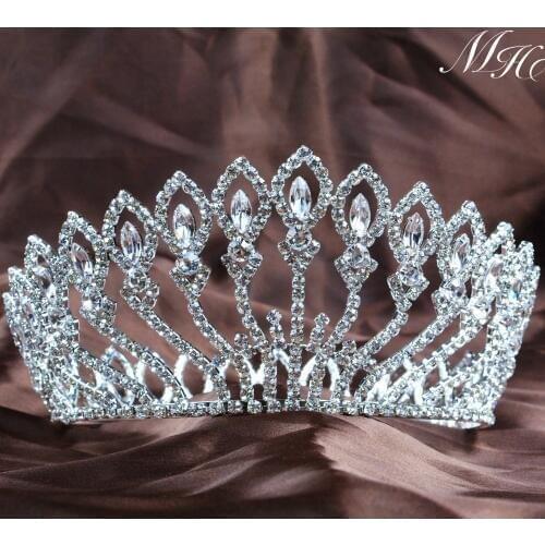 Floral Full Round Wedding Bridal Crown Tiara Flowers Headband Austrian Rhinestone Crystal Pageant Party Costumes Accessories