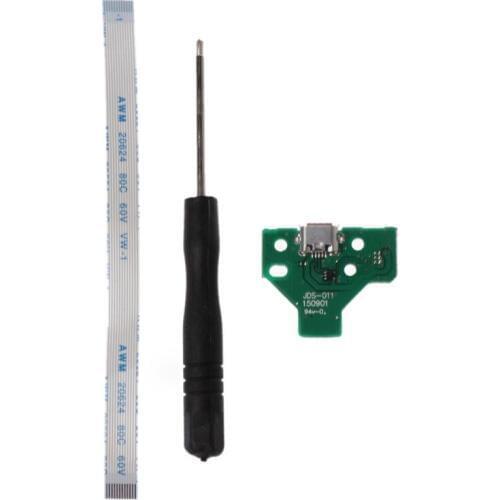 For Dualshock 4 PS4 Pro Slim Controller Charging Socket Port Circuit Board JDS 0.11 with 12 Pin Power Flex Cable