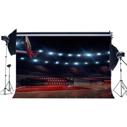 Photography Backdrop Basketball Field Stage Lights Wood Floor Interior Backdrops Background