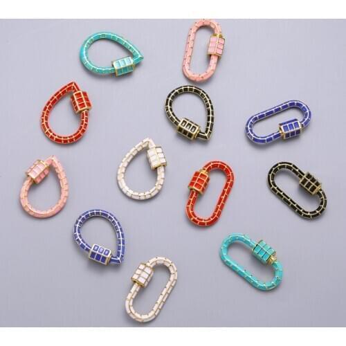 Juya DIY Enamel Pendant Carabiner Fastener Supplies Screw Lock Clasps Accessories For Gothic Mesh Chains Pendant Jewelry Making