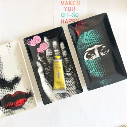 Ceramic Plate Vintage Decorative Jewelry Storage Tray Fruit Candy Dish Makeup Storage Home Desktop Decor Accessories