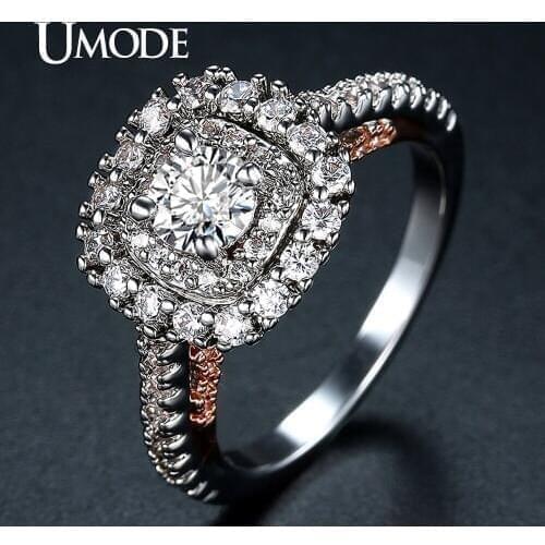 UMODE Fashion Square Engagement Rings for Women Wedding Jewelry Heart Wedding Bands Romantic Exquisite Bijoux Anel Femme UR0401