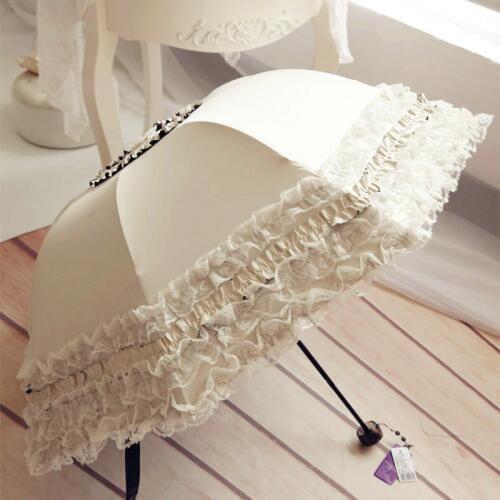 Lace Folding Umbrella Fashion UV Protection Parasol Princess Rain Umbrella Ultra Light Sun Umbrella Women