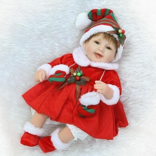 40cm Red Color Christmas Dolls Gifts Silicone Reborn Babies Dolls for Girls Lifelike Newborn Baby Bonecas Kids Accompany Toys