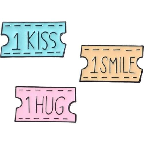 Game Cards HUG KISS SMILE Metal Enamel Brooch Cute Fashion Game Card Badge Pin Trendy Lovers Costume Backpack Jewelry Gift
