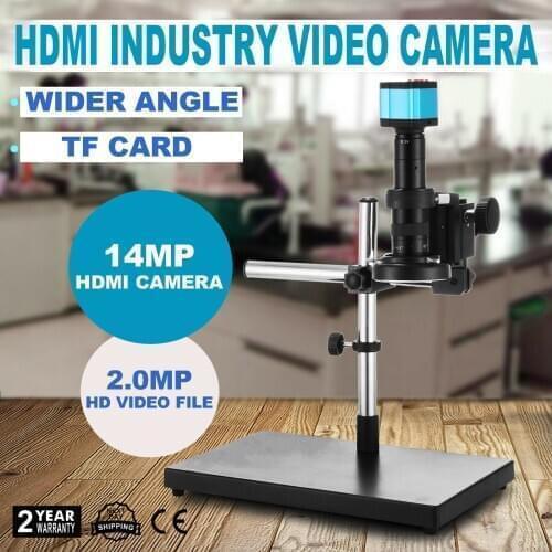 HDMI Microscope 720P USB HD Industry Video Set Camera C-mount Lens + Stand 14MP