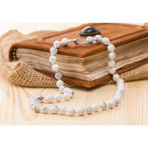 Fashion Long necklace knotted necklace Natural stone white Howlite necklace Mannecklaces about 16 inch Length