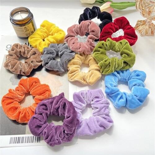 6 Pcs /Set Fashion Velvet Scrunchies Elastic Hair Bands For Women Girls Ponytail Holder Rubber Band Headband Hair Accessories