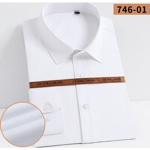 2020 Bamboo Fiber Fashion Mens Regular-fit Long Sleeve Stretch Easy Care Shirt Formal Business Office Working Wear