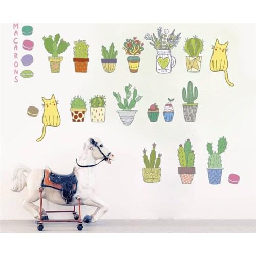 Garden flower butterfly cat wall stickers living room bedroom TV Background wall decals mural arts decor