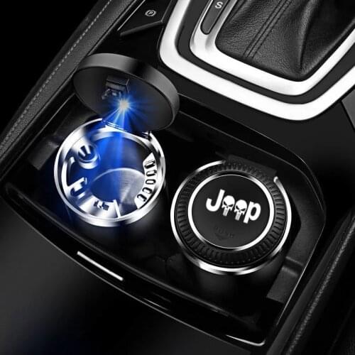 NEW Car Ashtray With Led Lights With Logo Creative For Jeep Renegade Compass Patriot Cherokee Wrangler Grand Cherokee SRT CAR