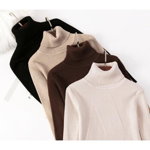 LMQ NEW Thick Knitted Women High Neck Sweater Pullover Autumn Winter Basic Slim Turtleneck Multicolor Tops