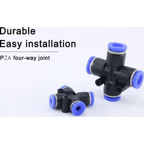 1pcs PZA series Pneumatic Fitting 4-Way Cross Connector for 4/6/8/10/12MM 4-way Quick connector