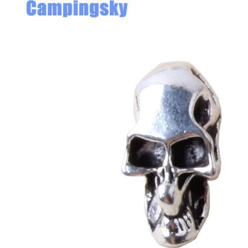 CAMPINGSKY Alloy Skull pendant (Hole on both sides)Bead decoration for Paracord Bracelet Skull Beads for Paracord Knife Lanyards