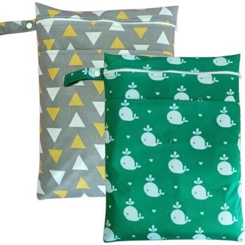 Pororo Reusable Cloth Diaper Wet Dry Bags, size 30*40cm Two Zippered Waterproof Travel bag