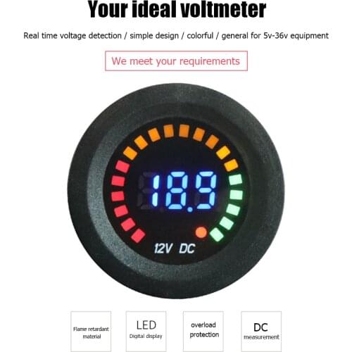 DC 12V Car Voltage Monitor Voltmeter Waterproof LED Digital Display Volt Meter for Car Motorcycle Sedan SUV Truck Boat Marine RV