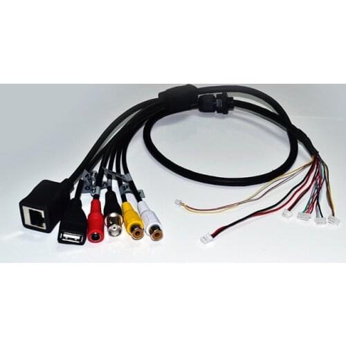 RJ45+BNC+DC+USB+Audio input+Audio output for CCTV IP network Camera PCB Module video power cable (BG)