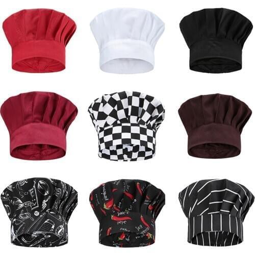 Chef Hat for Men Women Kitchen Hotel Supplies Working Mushroom Cap Adjustable Chefs Uniform Kitchen Hotel Restaurant Work Hat