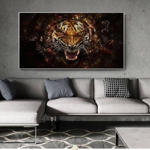 Modern Tiger Wall Art Canvas Abstract Animals Pop Art Paintings On The Wall Vintage Posters Cuadros Pictures For Living Room