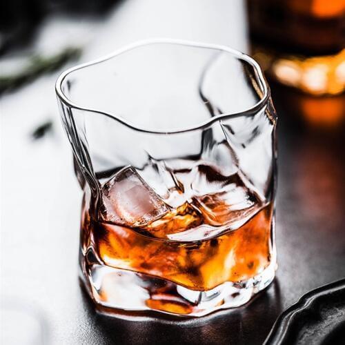 20PCS/Lot 245ml Whiskey Scotch Glass Irregular Crystal Wine Glasses Drinking Glasses Glassware Dishwasher Safe Tumbler Wine Cup