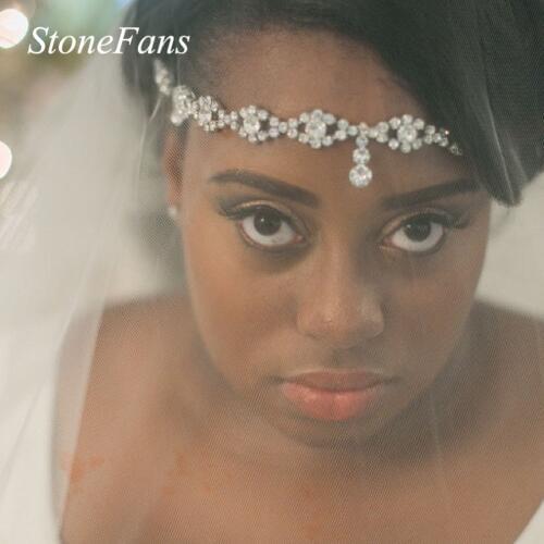 Stonefans Statment Eyes Rhinestone Forehead Headband for Women Bohemian Indian Crystal Bridal Head Chain Wedding Tiara Jewelry