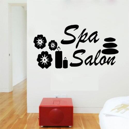 Spa Salon Stone And Candles Vector Wall Sticker Vinyl Decal For Massage Spa Salon Decoration A001653