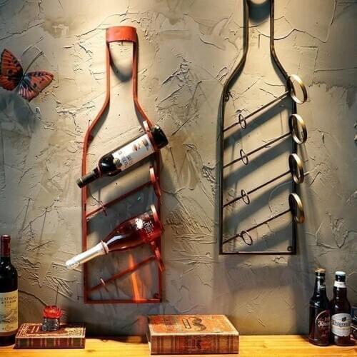 Vintage wine rack wall hanging home restaurant bar wall pendant loft creative bar wall decoration wine bottle holder wall