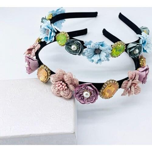 Crystal Flower Headbands Woman Full flower Rhinestone Hairbands Queen Wedding Hair Accessory