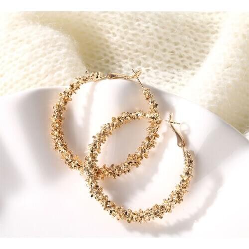 FNIO New Vintage Earrings for Women Gold Silver Color Round Statement Earring Design Metal Exaggeration Party Fashion Jewelry