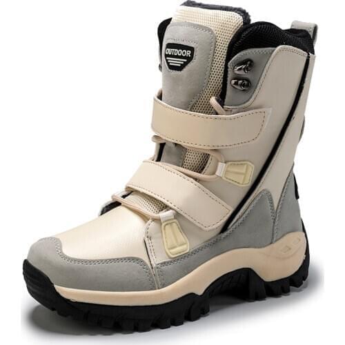 Winter outdoor snow boots womens mid-barrel waterproof anti-slip plus velvet warm hiking travel ski shoes snow boots women