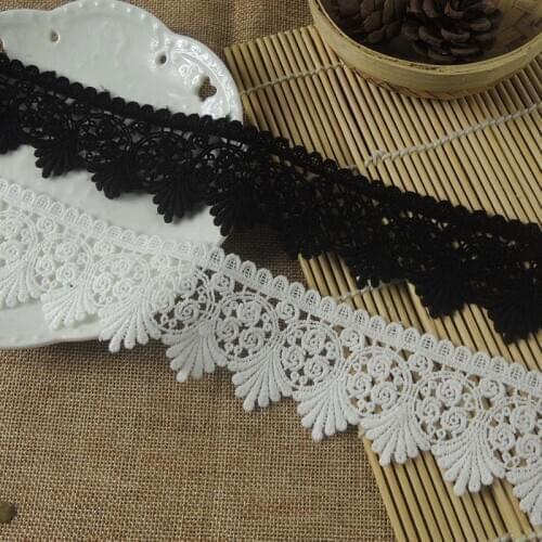 1Yard 90CM Latest White Lace Fabrics 4.5cm Cotton Lace Fabric Wedding Bridal Lace Ribbon Trim dentelle encajes koronka LX1
