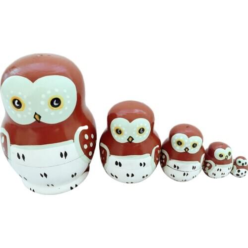 1 Set Of Wooden Hand painted Owl Bird Russian Nesting Doll Kids Toy Gift