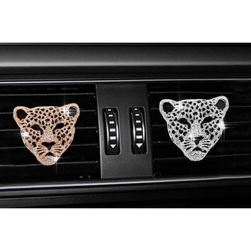 1pc Car Air Freshener In Auto Interior Decor Aroma Car Diffuser Vent Clip Diamond Leopard Solid Perfume Car Accessories Auto