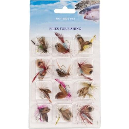 12pcs Fly Fishing Woolly Needle Fly Hooks Simulated Moths Water Surface Woolly Fly Lures Fishing Accessories Outdoor Sport
