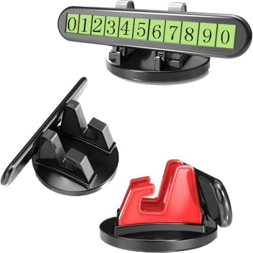2@# 360 Rotate Car Cell Phone Holder Dashboard Sticking Universal Wear a Luminous Temporary Parking Phone Number Hidden Switch