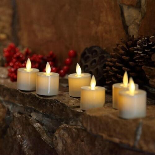 48pcs Electronic Tea Light LED Votive Candle lamp Ivory Swinging Dancing Moving Flame Xmas Home Wedding Party Bar Decor-Amber