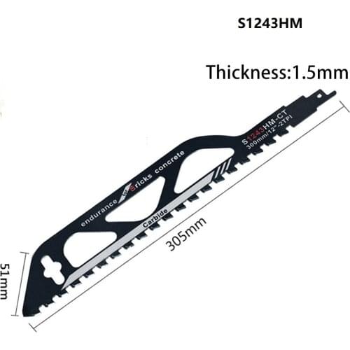 2pcs Reciprocating Saw Blades S1243HM Carbide Cut Masonry Brick Stone Cutting Disc For Cutting Porous Concrete Red Brick