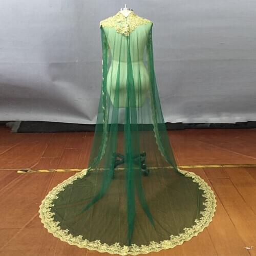 2019 evening dress A line appliques with gold lace robe de soiree india Africa dress Custom made 2 pies (dress +Long shawl)