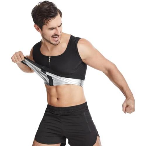 2021 Hot Men Sweat Zipper Vest Sauna Body Shapewear Waist Trainer Belt Slimming Hot Thermo Fitness Workout Suits corset shirt