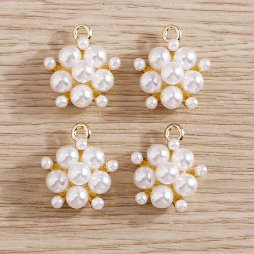 4pcs 14*16mm Imitation Pearls Star Charms Pendants for Making Necklaces Drop Earrings Bracelet DIY Handmade Jewelry Craft