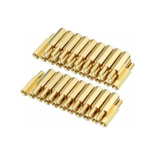 50pcs M3 14+6mm Female Male Thread Brass Hex Standoff Spacer Screws PCB Pillar