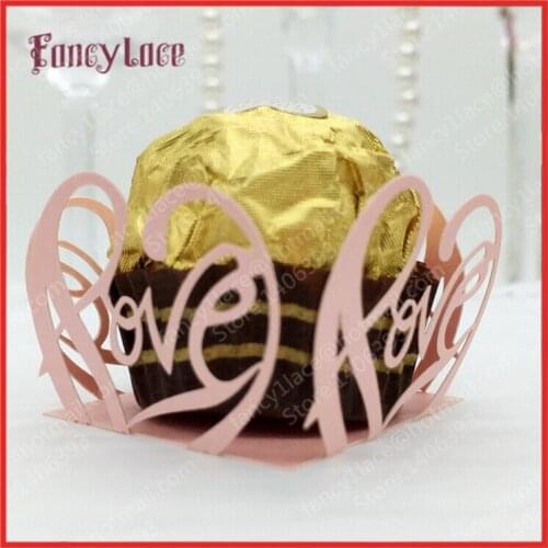 60X Chocolates box,laser cut favor box,Love Heart Chocolate Holders for wedding party,event party supplies,romantic candy box