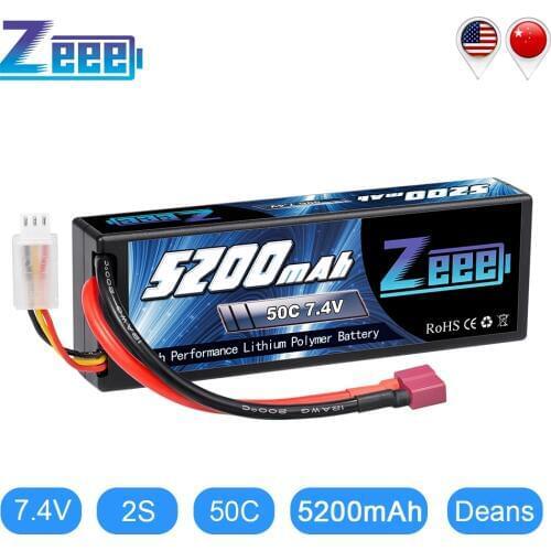 Zeee 5200mAh RC Lipo Battery 7.4V 50C 2S RC Battery with Deans Plug for RC Evader Boat Car Truck Truggy Buggy Tank Helicopter