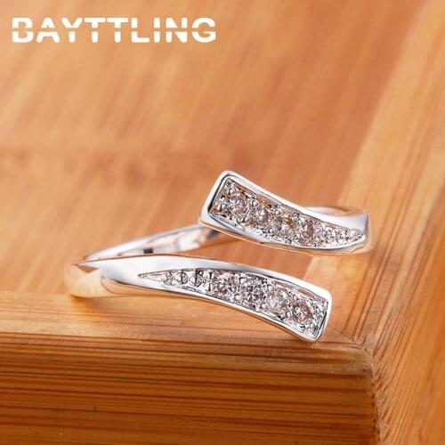 BAYTTLING AAA Zircon 925 Sterling Silver Ring Luxury Open Ring For Woman Fashion Wedding Party Jewelry Gift